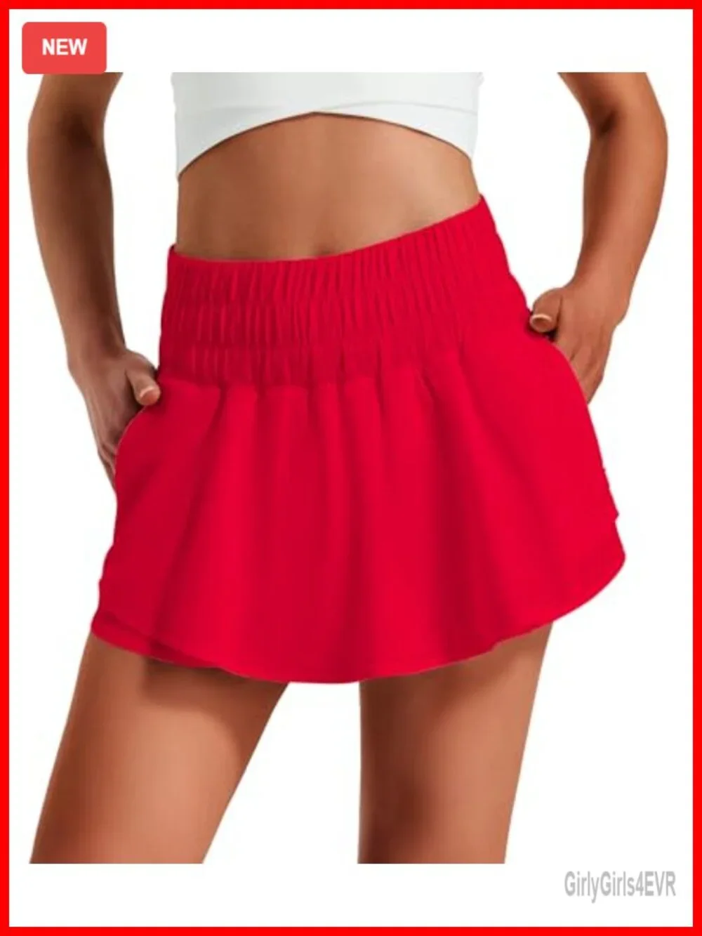 Women's High-Waisted Ruffle Tennis Skort with Pockets, Built-In Liner